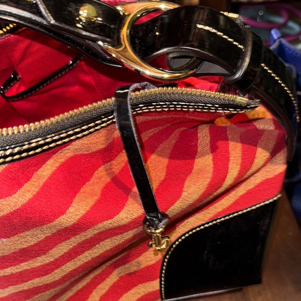Dooney & Bourke Red and Black Hobo Bag - Picture 9 of 16